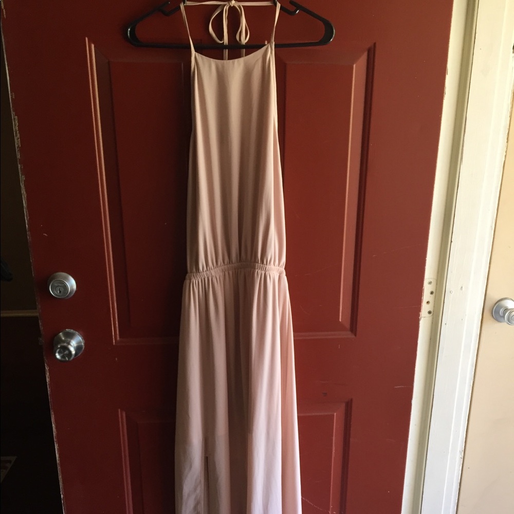 Show Me Your Mumu Dusty Blush Crisp Halter Dress